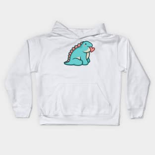 Cute Chubby Stegosaurus, Love, Dinosaur Kids Hoodie